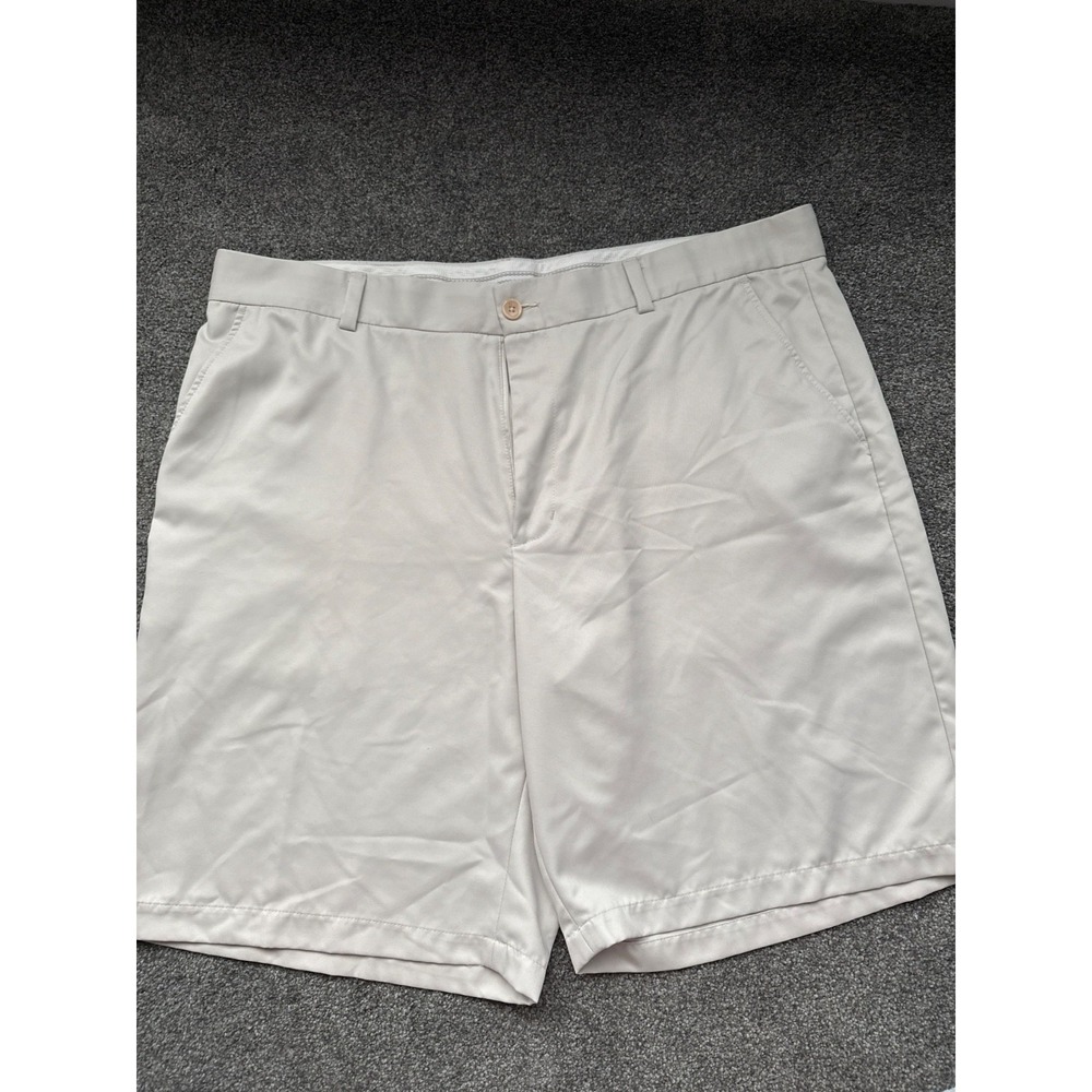 Men's Greg Norman Golf Shorts Size 42 Cream Color Logo Inseam‎ 10"